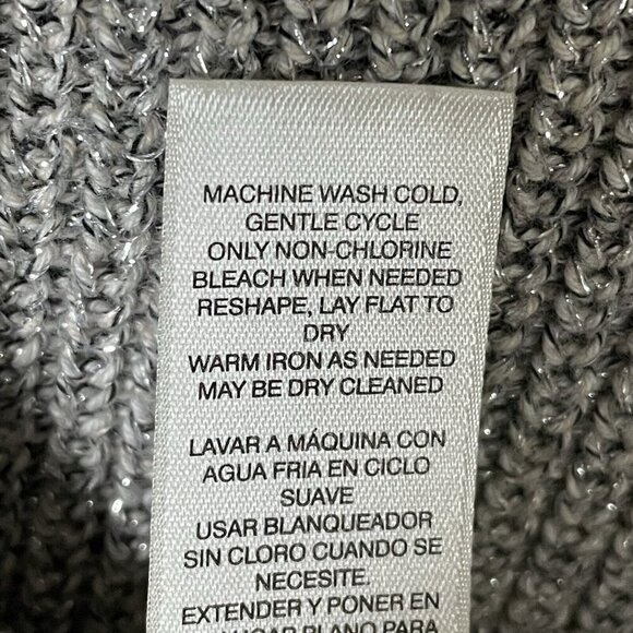 White House Black Market Silver Metallic Ombre Sweater Medium Cowl Neck Pullover - Picture 15 of 16